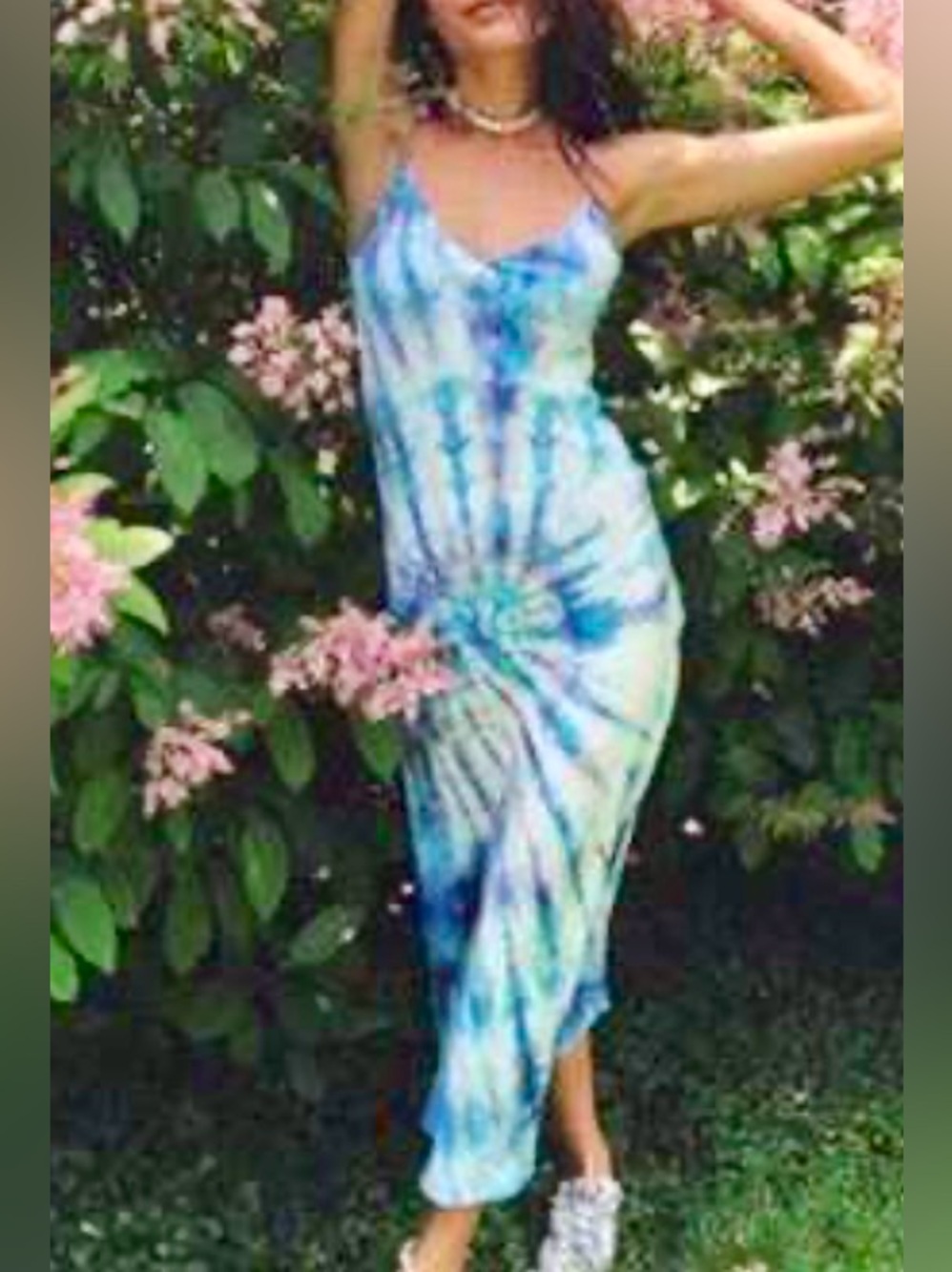 DANNIJO Vivid Tie-Dye Maxi Dress - Blue and White